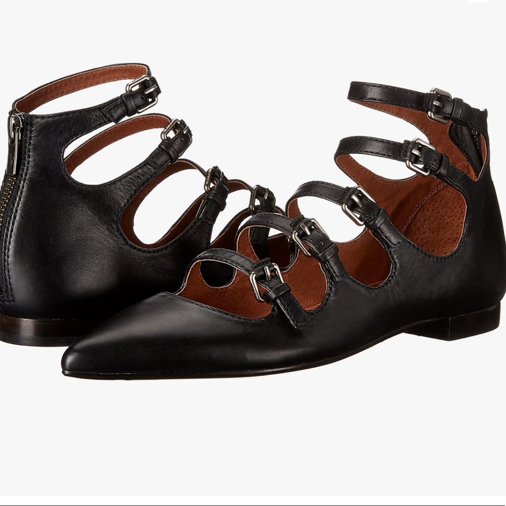NEW Frye Sienna Leather Ballet Flats Black 7.5